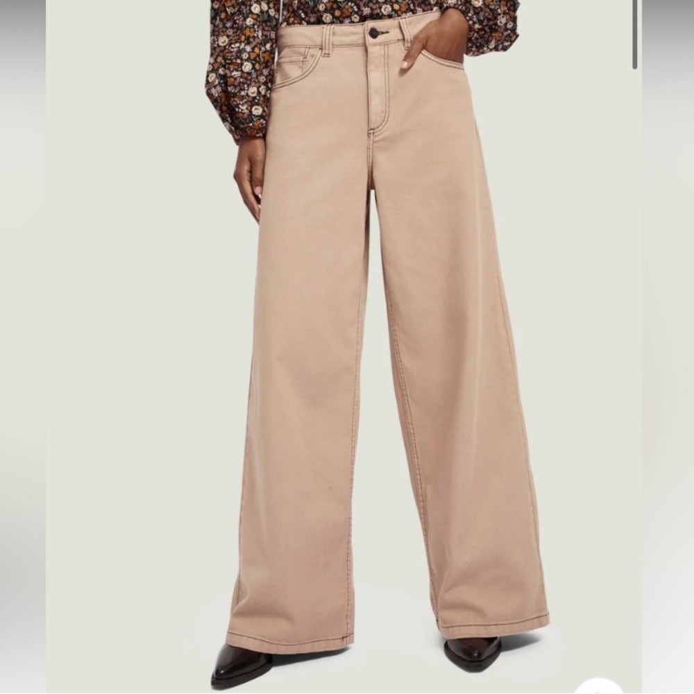 SALE Scotch & Soda peach colored wide flare jeans 24 EUC - Picture 3 of 13